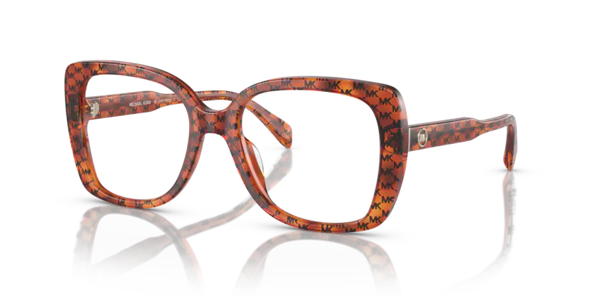 Modello in acetato con pattern MK personalizzato e lenti sfumate